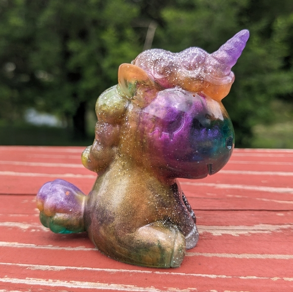 Unicorn Set Three Cute Kawaii Gift Handmade Epoxy Resin Glitter Colorful Rainbow - Picture 11 of 15
